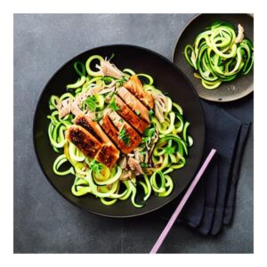 Zoodles With Ginger Sesame Teriyaki Smoked Chicken Breasts